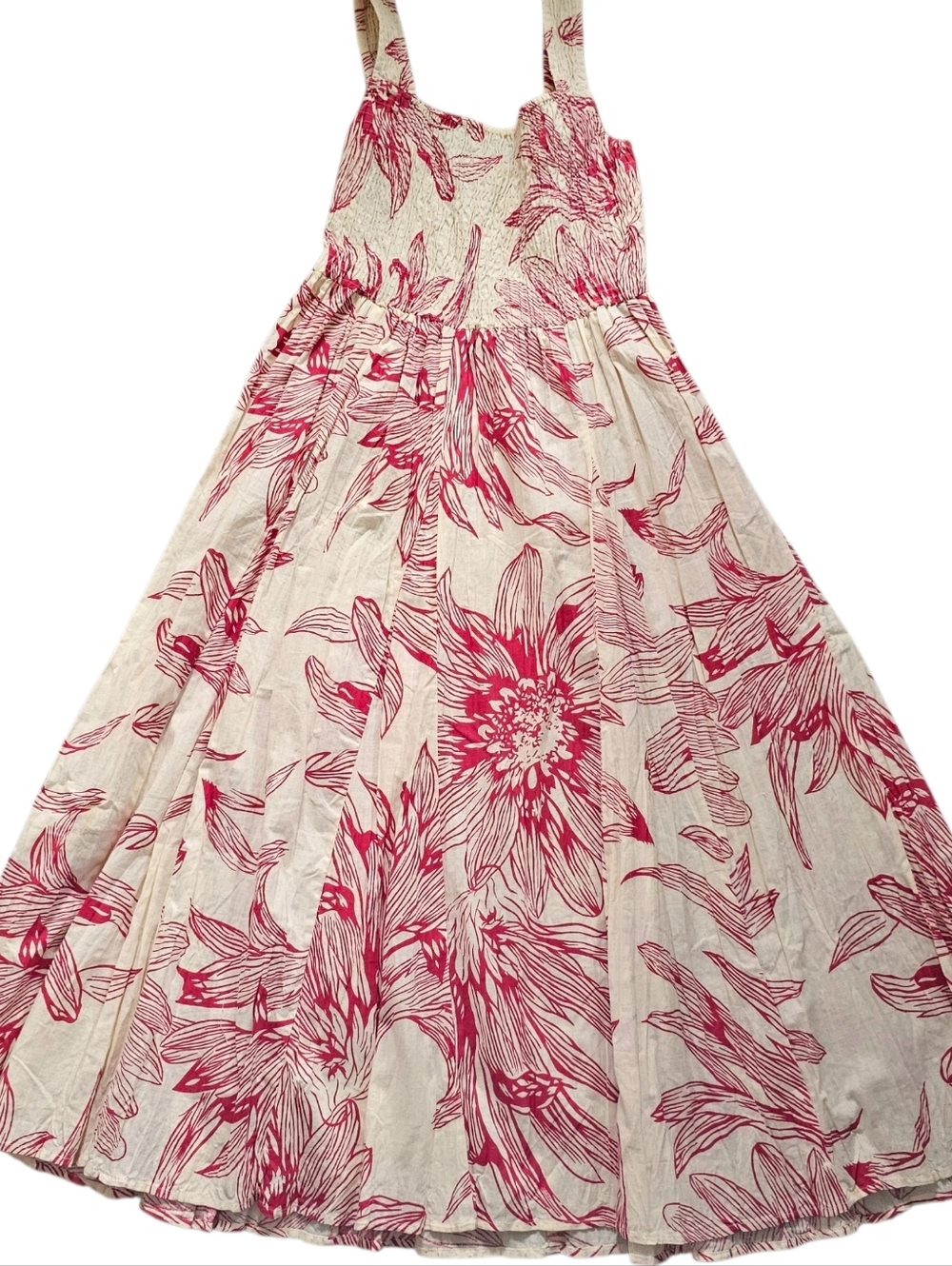 Paradise NY Floral Print Sundress in Cream and Pink